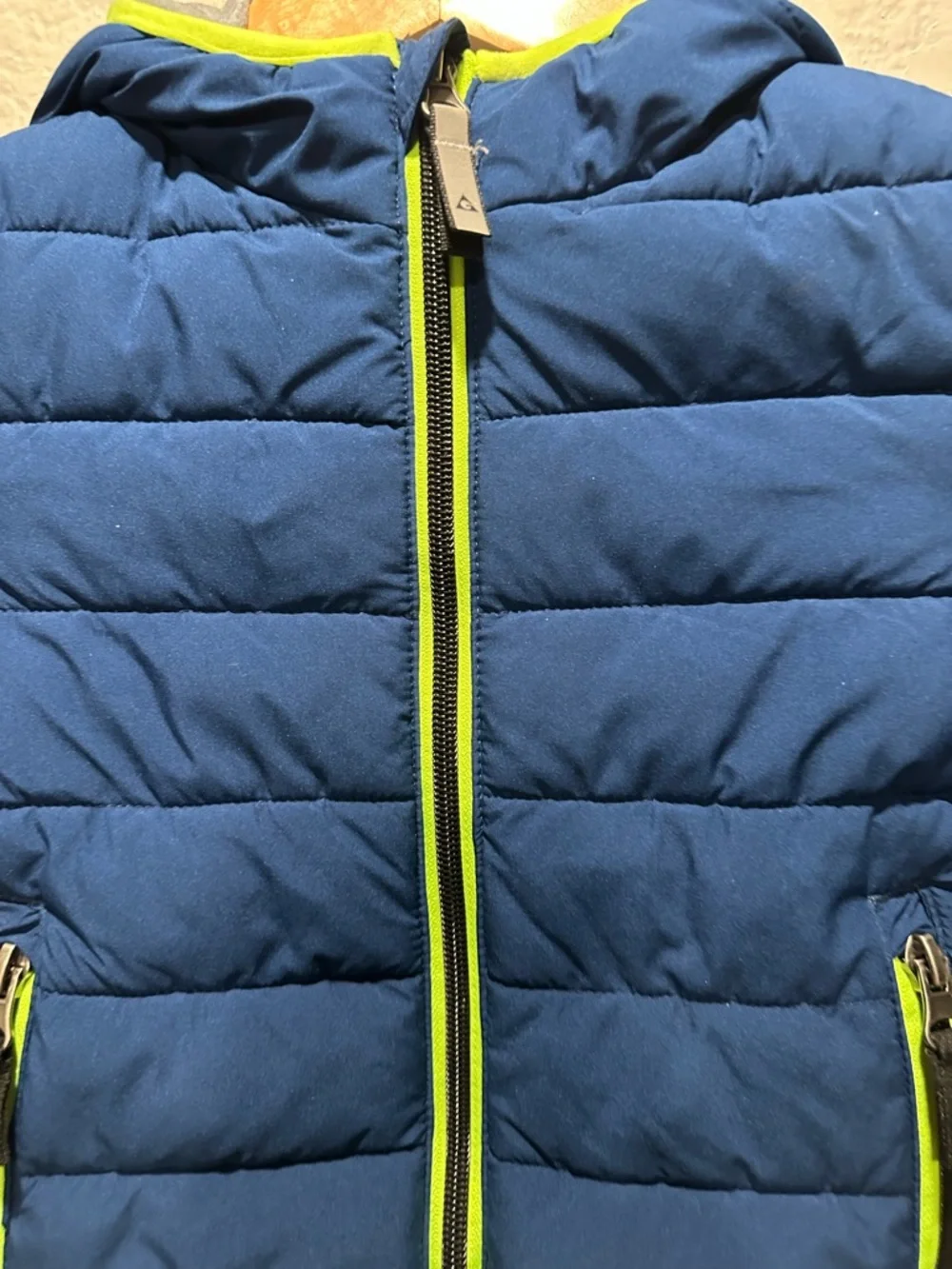Gerry Boys 2T Blue Puffer Jacket Blue and Neon Green Winter Coat Hooded Kids - Picture 4 of 8